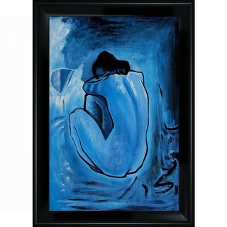La Pastiche Blue Nude with Black Matte King Frame, 31" x 43" - Bed Bath